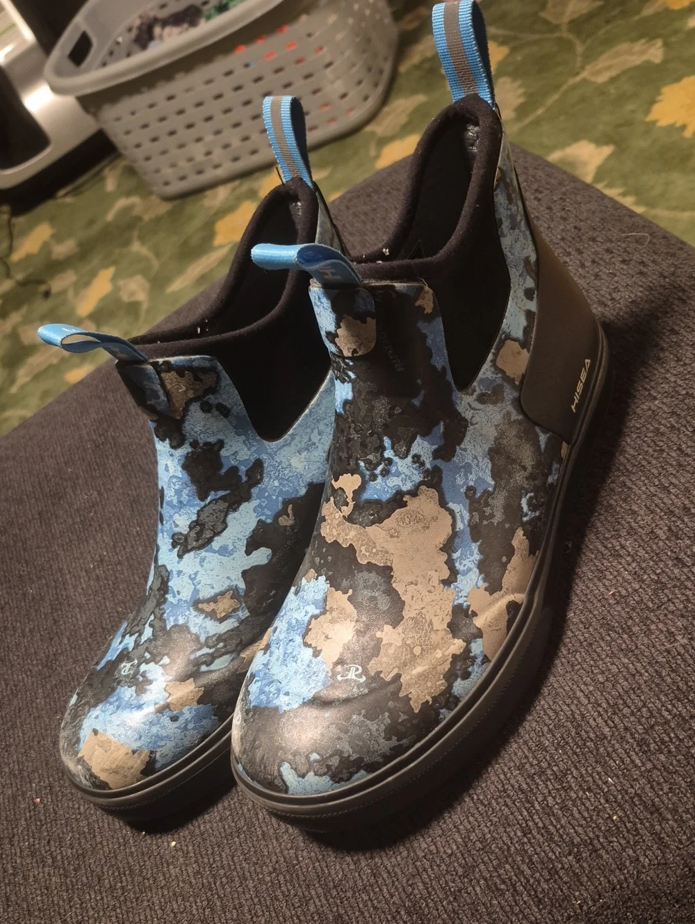 Men's Blue Camouflage Chelsea Rain Boots - Slip-On Waterproof